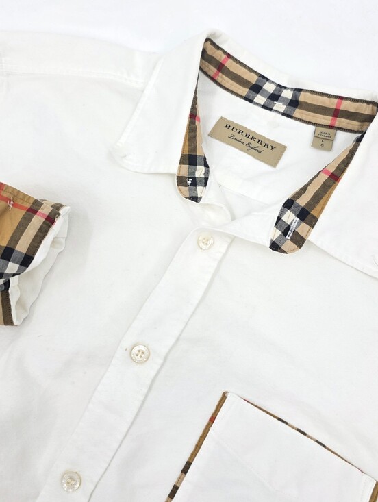 Burberry Other - Burberry London White Oxford Shirt Nova Check Lining Long Sleeve Men’s Large L